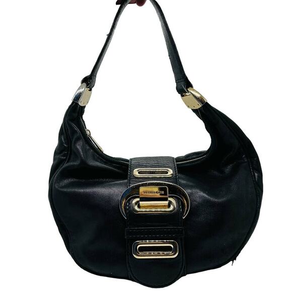 Michael Kors Black Soft Leather Morgan Hobo Gold Hardware Top Zip Bag - Picture 3 of 16